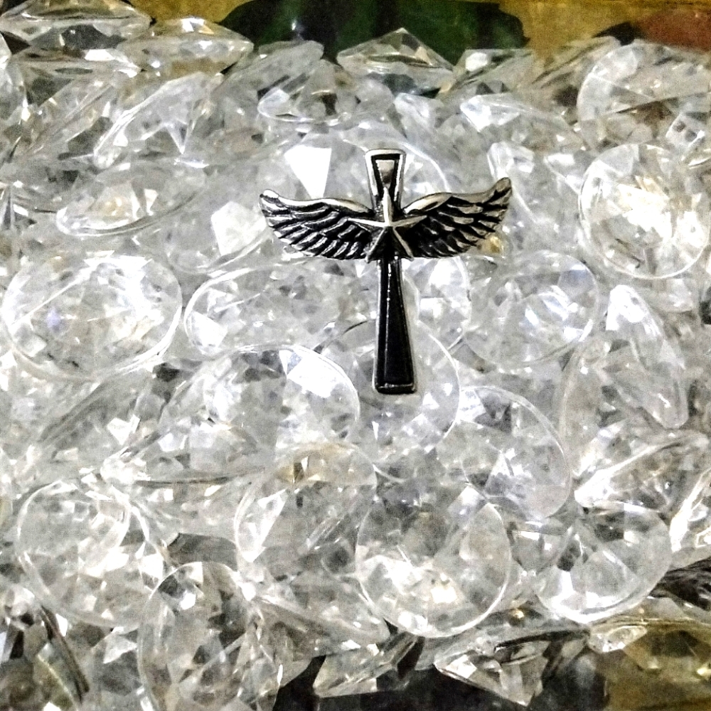 925 Sterling Silver Star Cross Angel wings Ring